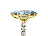 Yellow gold Fancy Blue Marquise Cut Diamond Pavé Solitaire Engagement Ring with Four-Prong Setting_78