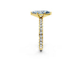 Yellow gold Fancy Blue Marquise Cut Diamond Pavé Solitaire Ring with Round Band and Prong Setting_14