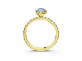 Yellow gold Fancy Blue Marquise Cut Diamond Pavé Solitaire Ring with Round Band and Prong Setting_15