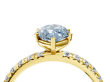 Yellow gold Fancy Blue Marquise Cut Diamond Pavé Solitaire Ring with Round Band and Prong Setting_16