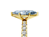 Yellow gold Fancy Blue Marquise Cut Diamond Pavé Solitaire Ring with Round Band and Prong Setting_17