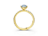Yellow gold Fancy Blue Marquise Cut Diamond Pavé Solitaire Ring with Round Band and Prong Setting_27