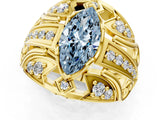 Yellow gold Fancy Blue Marquise Cut Diamond Pave Art Deco Split Shank Ring with Four-Prong Setting_1