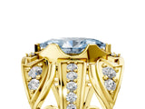 Yellow gold Fancy Blue Marquise Cut Diamond Pave Art Deco Split Shank Ring with Four-Prong Setting_5