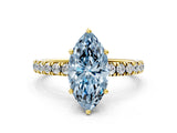 Yellow gold Fancy Blue Marquise Cut Diamond Pave Band Solitaire Ring with Four-Prong Setting_58