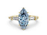 Yellow gold Fancy Blue Marquise  Cut Diamond Ring with Baguette Side Stones, Channel Set Band, and Four-Prong Setting_20