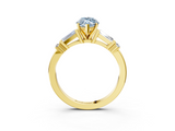 Yellow gold Fancy Blue Marquise  Cut Diamond Ring with Baguette Side Stones, Channel Set Band, and Four-Prong Setting_23
