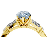 Yellow gold Fancy Blue Marquise  Cut Diamond Ring with Baguette Side Stones, Channel Set Band, and Four-Prong Setting_24