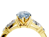 Yellow gold Fancy Blue Marquise  Cut Diamond Ring with Baguette Side Stones, Channel Set Band, and Four-Prong Setting_28