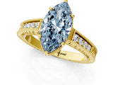 Yellow gold Fancy Blue Marquise Cut Diamond Ring with Milgrain Pavé Band and Four-Prong Setting_26