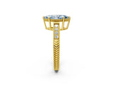 Yellow gold Fancy Blue Marquise Cut Diamond Ring with Milgrain Pavé Band and Four-Prong Setting_27
