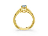 Yellow gold Fancy Blue Marquise Cut Diamond Ring with Milgrain Pavé Band and Four-Prong Setting_28
