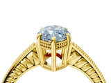 Yellow gold Fancy Blue Marquise Cut Diamond Ring with Milgrain Pavé Band and Four-Prong Setting_29