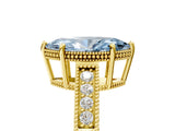 Yellow gold Fancy Blue Marquise Cut Diamond Ring with Milgrain Pavé Band and Four-Prong Setting_30