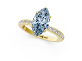 Yellow gold Fancy Blue Marquise  Cut Diamond Ring with Pavé Band and Four-Prong Setting_33