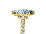 Yellow gold Fancy Blue Marquise  Cut Diamond Ring with Pavé Band and Four-Prong Setting_37