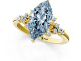 Yellow gold Fancy Blue Marquise Cut Diamond Ring with Side Stones and Four-Prong Setting_112