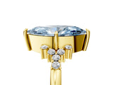 Yellow gold Fancy Blue Marquise Cut Diamond Ring with Side Stones and Four-Prong Setting_116