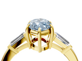 Yellow gold Fancy Blue Marquise  Cut Diamond Ring with Tapered Baguette Side Stones in Four-Prong Setting_7