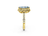 Yellow gold Fancy Blue Marquise Cut Diamond Scalloped Halo Engagement Ring with Round Shared Prong Band_14