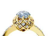 Yellow gold Fancy Blue Marquise Cut Diamond Scalloped Halo Engagement Ring with Round Shared Prong Band_16