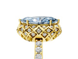 Yellow gold Fancy Blue Marquise Cut Diamond Scalloped Halo Engagement Ring with Round Shared Prong Band_17