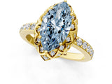 Yellow gold Fancy Blue Marquise Cut Diamond Scalloped Halo Engagement Ring with Round Shared Prong Band_25
