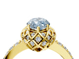 Yellow gold Fancy Blue Marquise Cut Diamond Scalloped Halo Engagement Ring with Round Shared Prong Band_28
