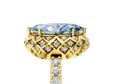 Yellow gold Fancy Blue Marquise Cut Diamond Scalloped Halo Engagement Ring with Round Shared Prong Band_29