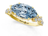 Yellow gold Fancy Blue Marquise Cut Diamond Scattered Round Accent Ring with Prong Setting_13