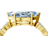 Yellow gold Fancy Blue Marquise Cut Diamond Scattered Round Accent Ring with Prong Setting_16