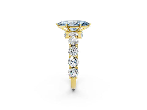 Yellow gold Fancy Blue Marquise Cut Diamond Side Stone Engagement Ring with Four-Prong Setting_50