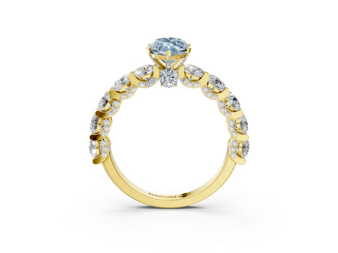 Yellow gold Fancy Blue Marquise Cut Diamond Side Stone Engagement Ring with Four-Prong Setting_51