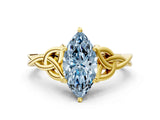 Yellow gold Fancy Blue Marquise Cut Diamond Solitaire Celtic Knot Ring with Four-Prong Setting_60