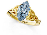 Yellow gold Fancy Blue Marquise Cut Diamond Solitaire Celtic Knot Ring with Four-Prong Setting_61