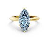 Yellow gold Fancy Blue Marquise Cut Diamond Solitaire Engagement Ring with Cathedral Setting and Four-Prong Mount_108