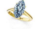 Yellow gold Fancy Blue Marquise Cut Diamond Solitaire Engagement Ring with Cathedral Setting and Four-Prong Mount_109