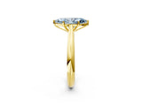 Yellow gold Fancy Blue Marquise Cut Diamond Solitaire Engagement Ring with Cathedral Setting and Four-Prong Mount_110