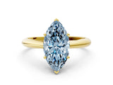 Yellow gold Fancy Blue Marquise Cut Diamond Solitaire Engagement Ring with Cathedral Setting and Four-Prong Mount_42