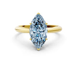 Yellow gold Fancy Blue Marquise Cut Diamond Solitaire Engagement Ring with Cathedral Setting and Four-Prong Mount_90