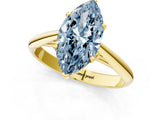 Yellow gold Fancy Blue Marquise Cut Diamond Solitaire Engagement Ring with Cathedral Setting and Four-Prong Mount_91