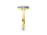 Yellow gold Fancy Blue Marquise Cut Diamond Solitaire Engagement Ring with Cathedral Setting and Four-Prong Mount_92