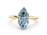 Yellow gold Fancy Blue Marquise Cut Diamond Solitaire Engagement Ring with Classic Band and Four-Prong Setting_12