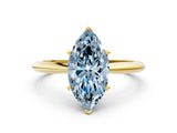 Yellow gold Fancy Blue Marquise Cut Diamond Solitaire Engagement Ring with Classic Band and Four-Prong Setting_36