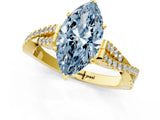 Yellow gold Fancy Blue Marquise Cut Diamond Solitaire Engagement Ring with Twisted Pavé Band and Four-Prong Setting_45