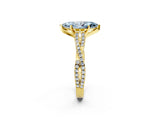 Yellow gold Fancy Blue Marquise Cut Diamond Solitaire Engagement Ring with Twisted Pavé Band and Four-Prong Setting_46