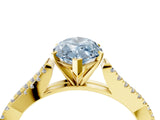 Yellow gold Fancy Blue Marquise Cut Diamond Solitaire Engagement Ring with Twisted Pavé Band and Four-Prong Setting_48
