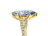 Yellow gold Fancy Blue Marquise Cut Diamond Solitaire Engagement Ring with Twisted Pavé Band and Four-Prong Setting_49
