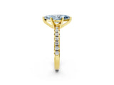 Yellow gold Fancy Blue Marquise Cut Diamond Solitaire Pavé Engagement Ring with Round Band and Prong Setting_28