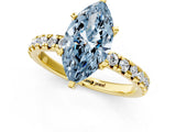 Yellow gold Fancy Blue Marquise Cut Diamond Solitaire Pavé Engagement Ring with Round Band and Prong Setting_33